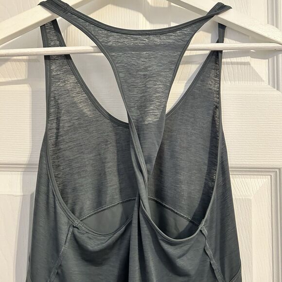 Lululemon Twist Back Tank Top Slate Blue Gray Size 4 Activewear Open Side Sporty - Picture 5 of 8